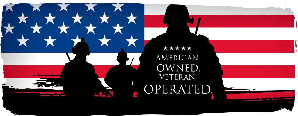 The Boval Family Silhouettes of three soldiers stand in front of a stylized American flag, with the words âAmerican Owned. Veteran Operated.â written in bold capital letters across the image.