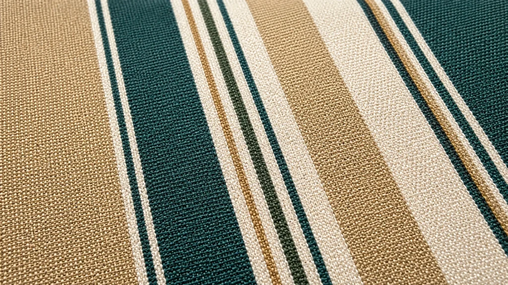 Close-up of woven acrylic Sunbrella fabric used in UV-blocking patio awnings